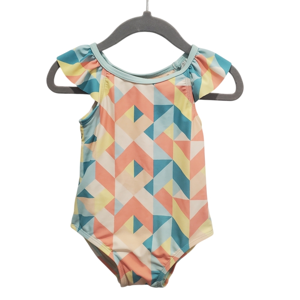 TEA Collection 2T month Baby Girls Toddler One Piece Bathing Suit Blue Pink